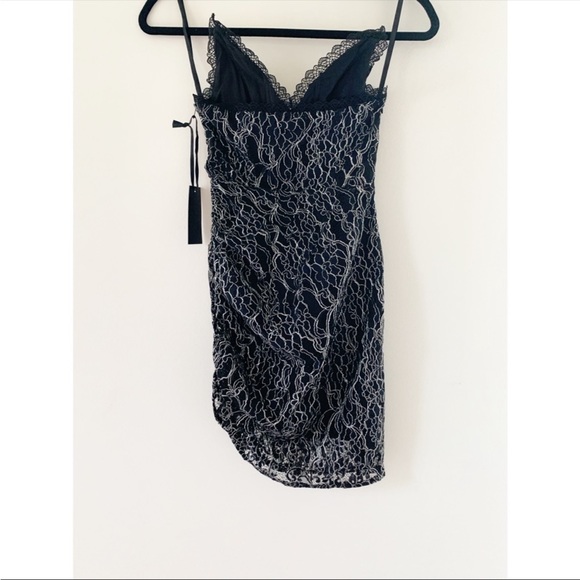 Black Metallic Mae Mini Dress Silver h:ours NWT Revolve Lace - Picture 4 of 4